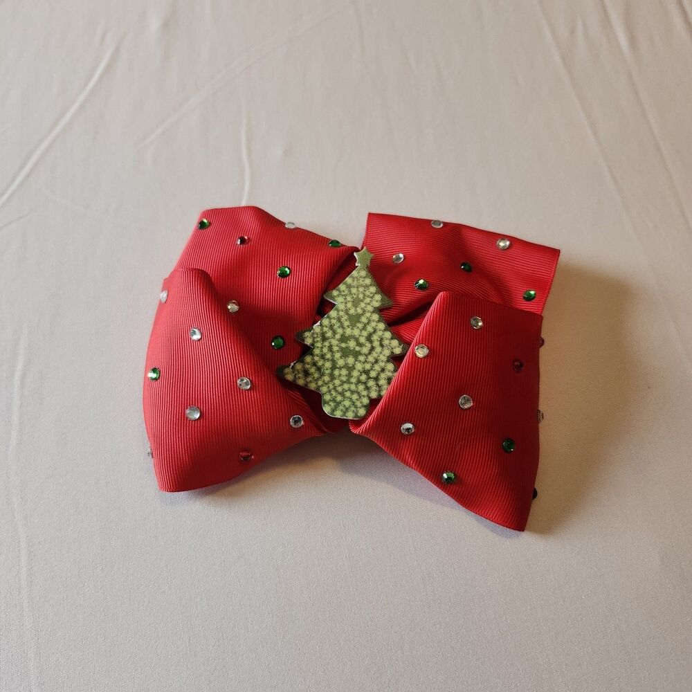 Girls Christmas Bow Clip Hair Tie Accessory Holiday Party